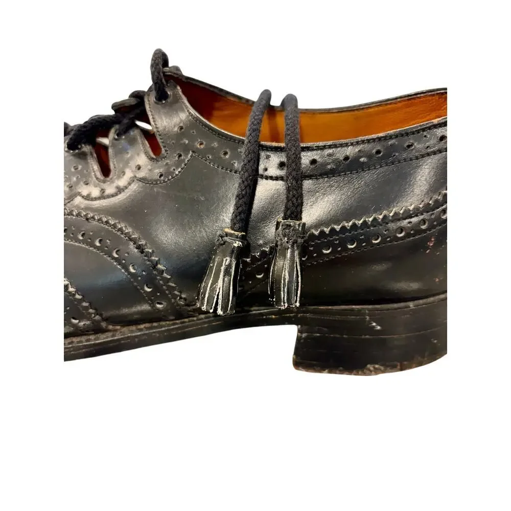 Kiltmaker Men's Ghillie Brogues Black Leather Wingtip Shoes UK 10 US 11